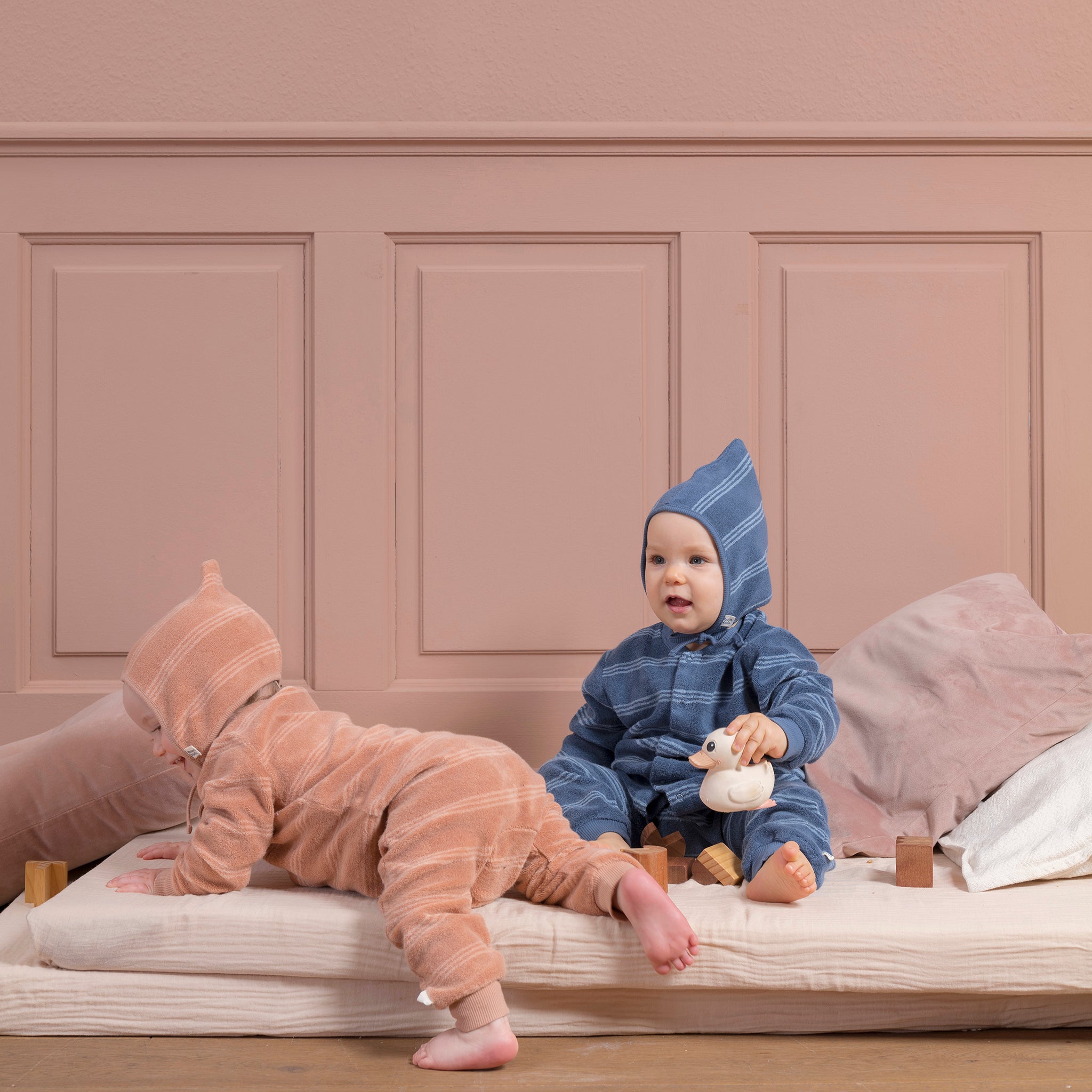 Nachtwäsche Onepiece Terry Stripes Gray Blue - studio bumbuli 44.00